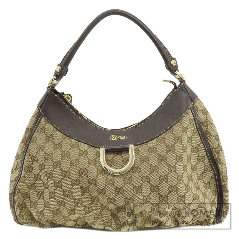 Gucci One Shoulder Hobo Abbey GG Shoulder Bag Canvas
